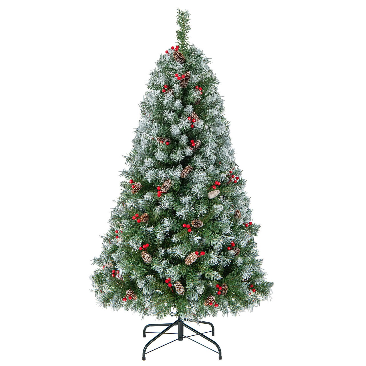 Prelit Hinged Christmas Tree with PVC Branches and Soft White LED Lights